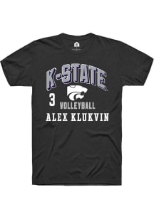 Alex Klukvin Rally Mens Black K-State Wildcats NIL Arch Logo Player T Shirt