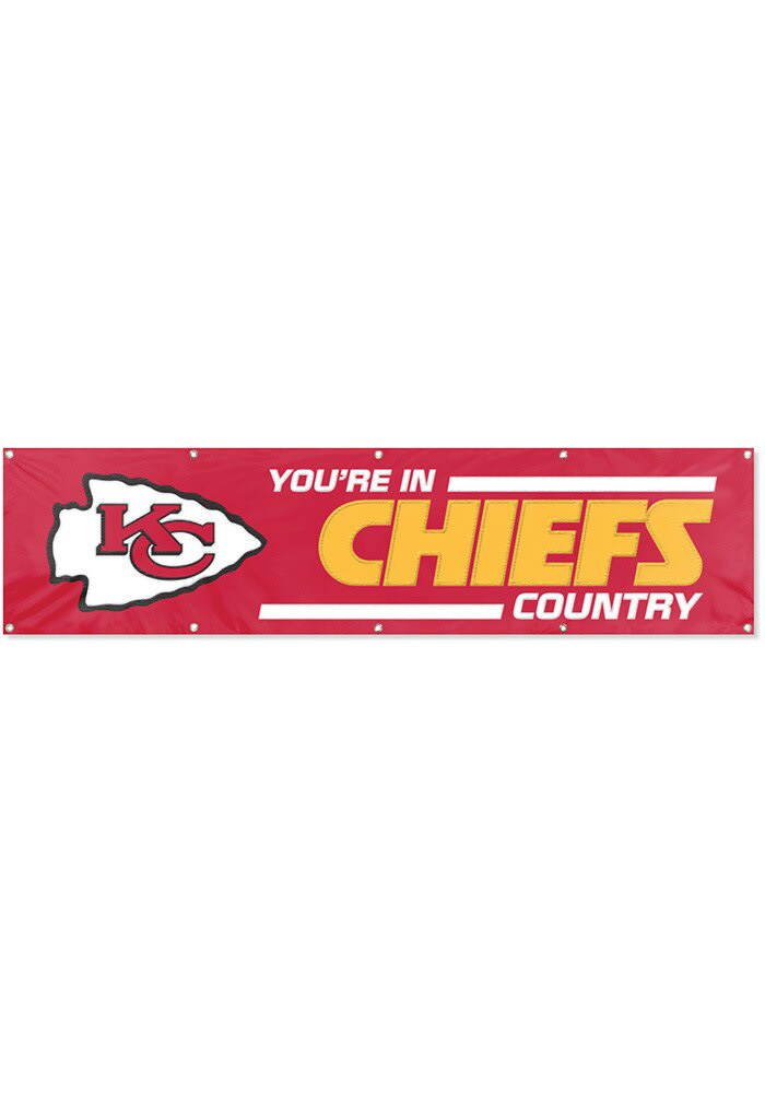 Kansas City Chiefs 8x2 Red Silk Screen Grommet Flag 4592