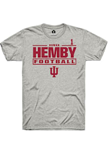 Roman Hemby Indiana Hoosiers Ash Football NIL Stacked Box Short Sleeve Player T Shirt