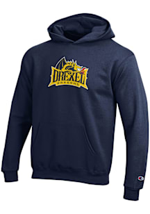 Youth Drexel Dragons Navy Blue Champion Team Logo Long Sleeve Hooded Sweatshirt