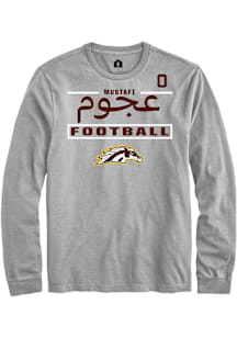 Mustafi Al-Gawari Western Michigan Broncos Grey Football NIL Stacked Box Long Sleeve Player T Shir..