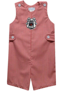 Vive La Fete Fresno State Bulldogs Toddler Cardinal Gingham Overalls