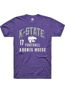 Adonis Moise Rally Mens Purple K-State Wildcats NIL Arch Logo Player T Shirt