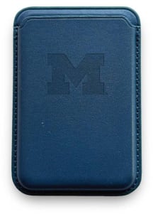 Navy Blue Michigan Wolverines Debossed Leather Phone Wallets