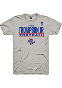 Chris Thompson Jr Rally Mens Ash Tulsa Golden Hurricane NIL Stacked Box Player T Shirt