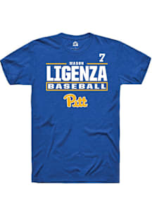 Mason Ligenza Rally Mens Blue Pitt Panthers NIL Stacked Box Player T Shirt