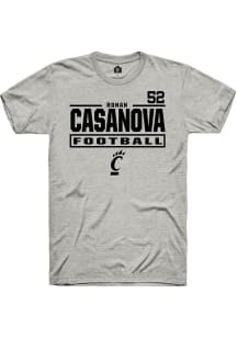 Ronan Casanova Rally Mens Ash Cincinnati Bearcats NIL Stacked Box Player T Shirt
