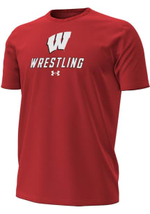 Wisconsin Badgers Red Under Armour Wrestling Performance Short Sleeve T Shirt