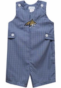 Vive La Fete Montana State Bobcats Baby Navy Blue Gingham Overalls