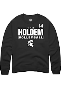 Taylah Holdem Michigan State Spartans Mens Black NIL Stacked Box Player Crew