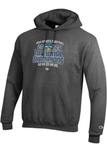 Champion UConn Huskies Mens Charcoal 2025 National Champions Powerblend Long Sleeve Hoodie
