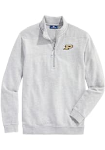 Vineyard Vines Purdue Boilermakers Mens Grey Shep Shirt Long Sleeve Qtr Zip Pullover