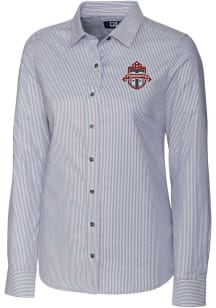 Cutter and Buck Toronto FC Womens Stretch Oxford Stripe Long Sleeve Charcoal Dress Shirt