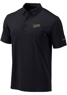 Mens Purdue Boilermakers Black Columbia Vault Heat Seal Omni Wick Drive Short Sleeve Polo Shirt