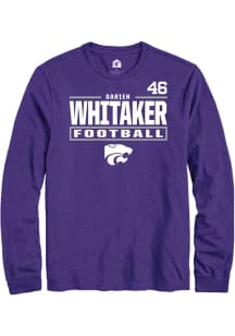 Darien Whitaker Mens Purple K-State Wildcats NIL Stacked Box Long Sleeve Player T Shirt