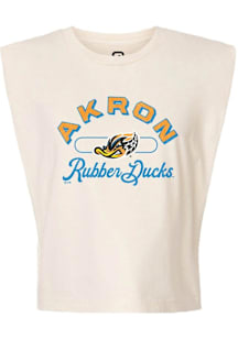 Summit Sportswear Akron RubberDucks Womens White Vintage Arch Script Tank Top