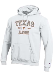 Champion Texas Longhorns Mens White Est Alumni Powerblend Long Sleeve Hoodie