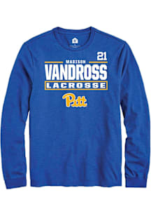 Madison Vandross Pitt Panthers Blue NIL Stacked Box Long Sleeve Player T Shirt