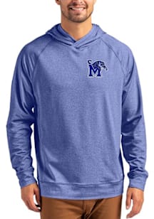 Cutter and Buck Memphis Tigers Mens Blue Adapt Knit Hood Long Sleeve Hoodie