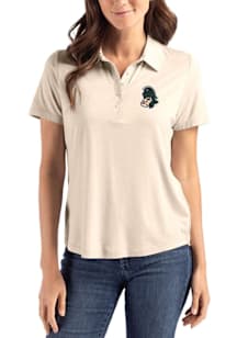 Cutter and Buck Michigan State Spartans Womens Oatmeal Vault Coastline Eco Short Sleeve Polo Shirt