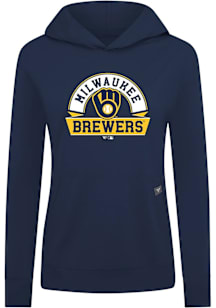 Levelwear Milwaukee Brewers Womens Navy Blue Relay Banner Arch Hooded Sweatshirt