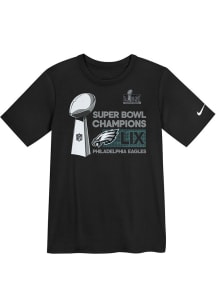 Nike Philadelphia Eagles Boys Black 2024 Super Bowl Champions LR Trophy Collection Short Sleeve T-..