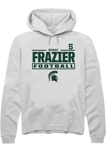Makhi Frazier Rally Mens White Michigan State Spartans NIL Stacked Box Hooded Sweatshirt