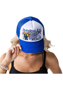 Gameday Social Kentucky Wildcats White Layered Patch Trucker Womens Adjustable Hat