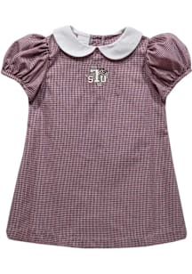 Vive La Fete Texas Southern Tigers Baby Girls Maroon Gingham Collar Short Sleeve Dress