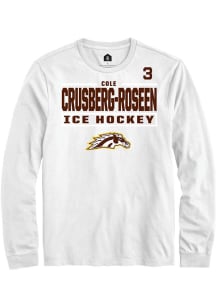 Cole Crusberg-Roseen Mens White Western Michigan Broncos NIL Stacked Box Long Sleeve Player T Shir..