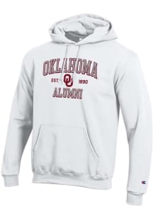 Champion Oklahoma Sooners Mens White Est Alumni Powerblend Long Sleeve Hoodie