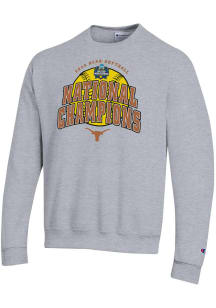 Champion Texas Longhorns Mens Grey 2025 Womens Softball National Champions Powerblend Long Sleeve..