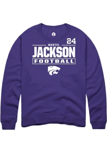 Martel Jackson Rally Mens Purple K-State Wildcats NIL Stacked Box Player Crew