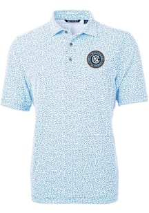 Cutter and Buck New York City FC Mens Light Blue Virtue Eco Pique Botanical Short Sleeve Polo