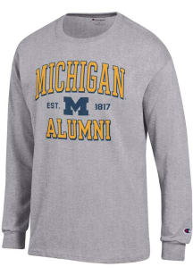 Mens Michigan Wolverines Grey Champion Est Alumni Jersey Tee