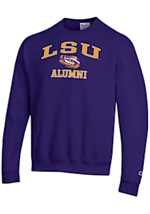 Champion LSU Tigers Mens Purple Logo Alumni Powerblend Long Sleeve Crew Sweatshirt
