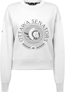 Levelwear Ottawa Senators Mens White Sponge Crew Grain Long Sleeve Fashion Sweatshirt
