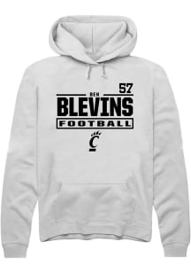Ben Blevins Rally Mens White Cincinnati Bearcats NIL Stacked Box Player Hood