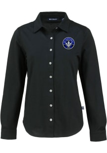 Cutter and Buck Montreal Impact Womens Advantage Soft Pique Long Sleeve Black Dress Shirt