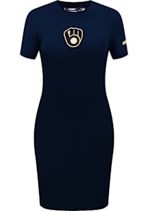 Pro Standard Milwaukee Brewers Womens Blue Classic Short Sleeve Dress