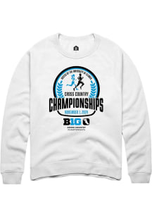 Mens Big Ten White Rally Cross Country Championship Crew Sweatshirt