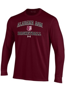 Under Armour Alabama A&amp;M Bulldogs Maroon Basketball Performance Long Sleeve T Shirt