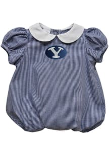 Vive La Fete BYU Cougars Baby Blue Gingham Collar Short Sleeve One Piece