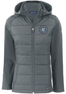 Cutter and Buck New York City FC Womens Graphite Evoke Hood Heavy Weight Jacket