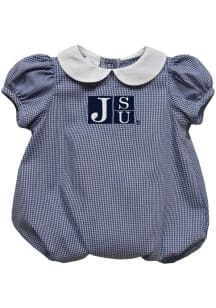 Vive La Fete Jackson State Tigers Baby Navy Blue Gingham Collar Short Sleeve One Piece