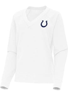 Antigua Indianapolis Colts Womens White Varsity Crew Sweatshirt