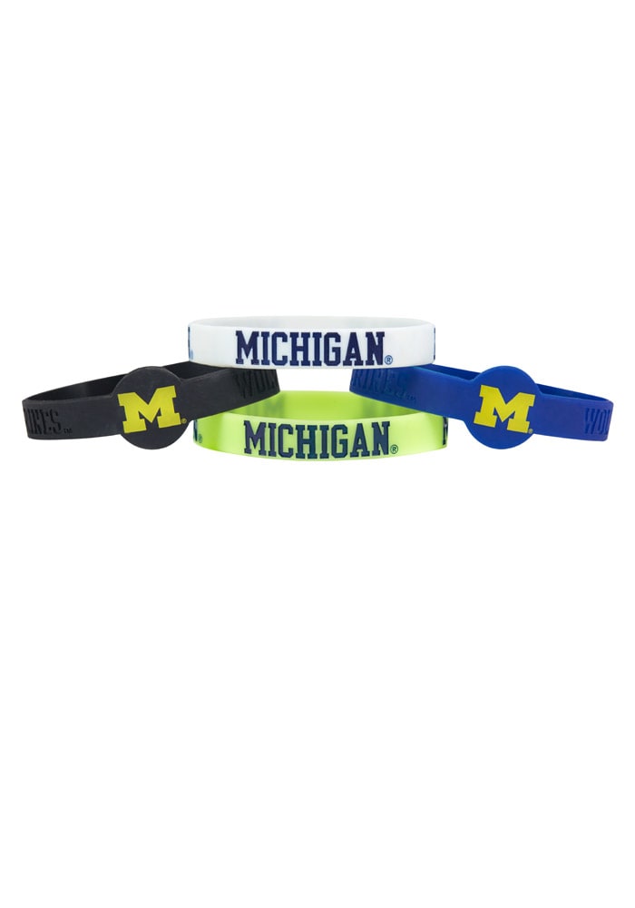 Michigan Wolverines 4pk Silicone Emblem Kids Bracelet