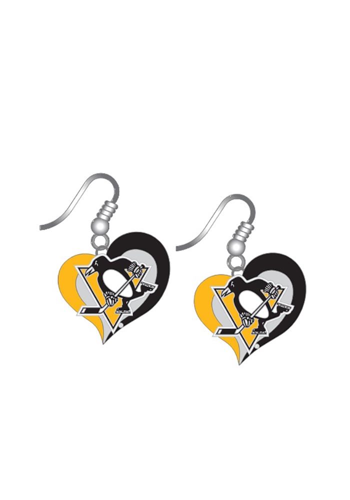 Pittsburgh Penguins Swirl Heart Womens Earrings