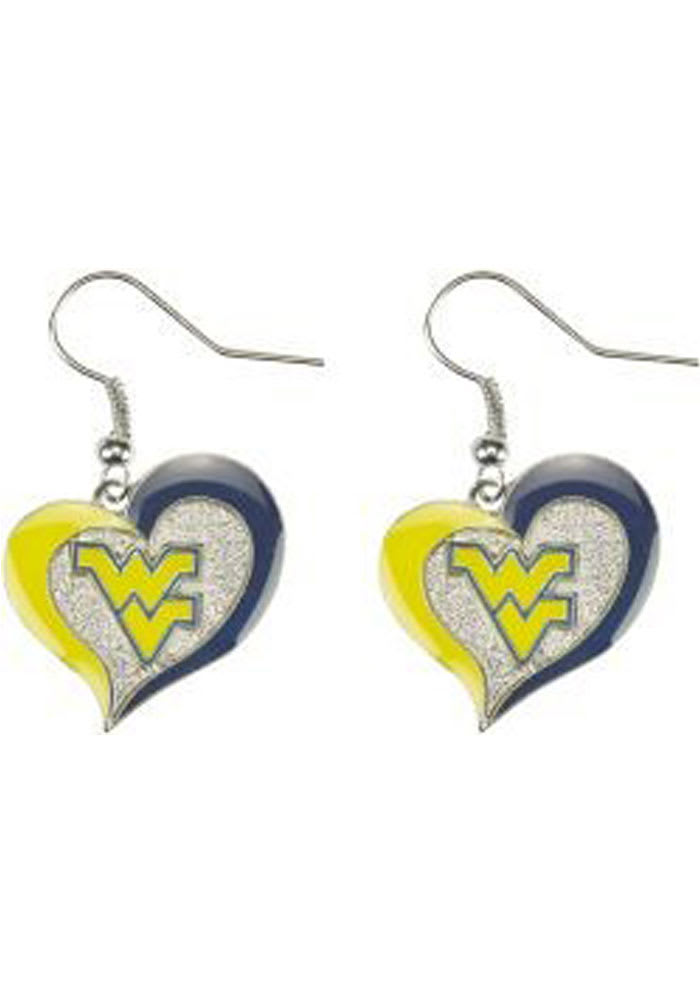 West Virginia Mountaineers Swirl Heart Womens Earrings