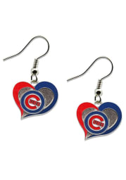 Chicago Cubs Swirl Heart Womens Earrings